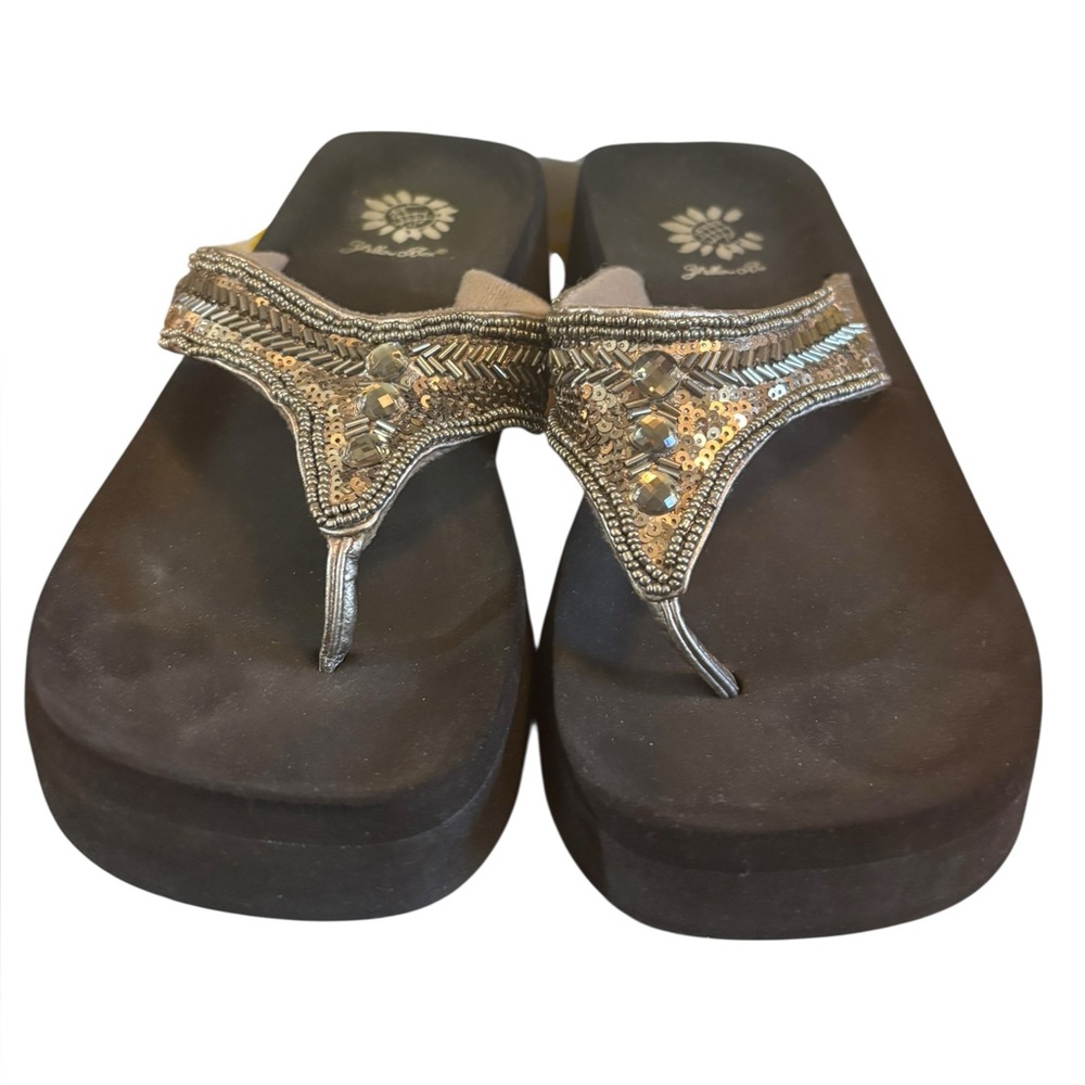 Yellow Box Pewter Embellished Sandals - Picture 3 of 5